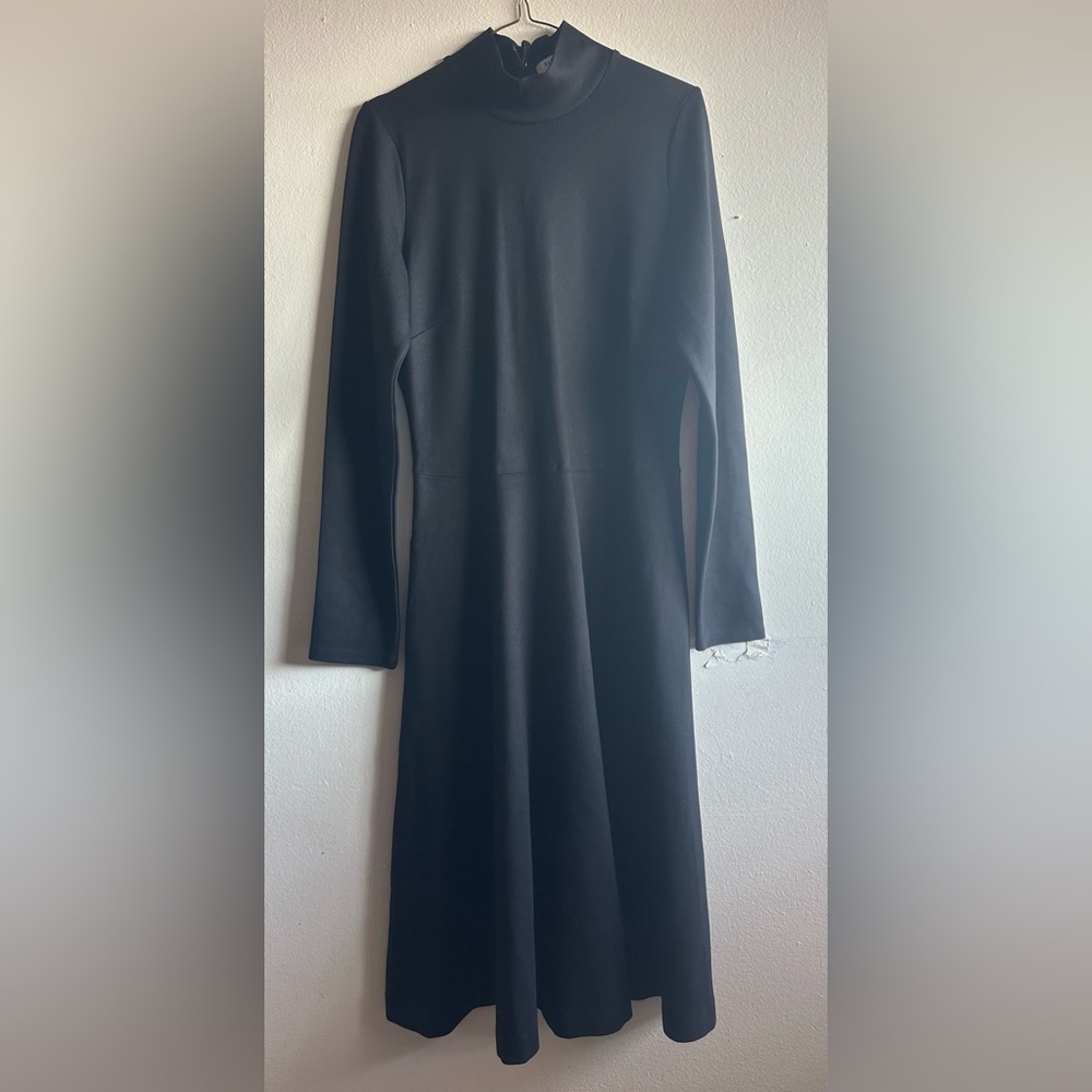 Babaton  Black Long Sleeve Dress mock neck fit and flare Size 10